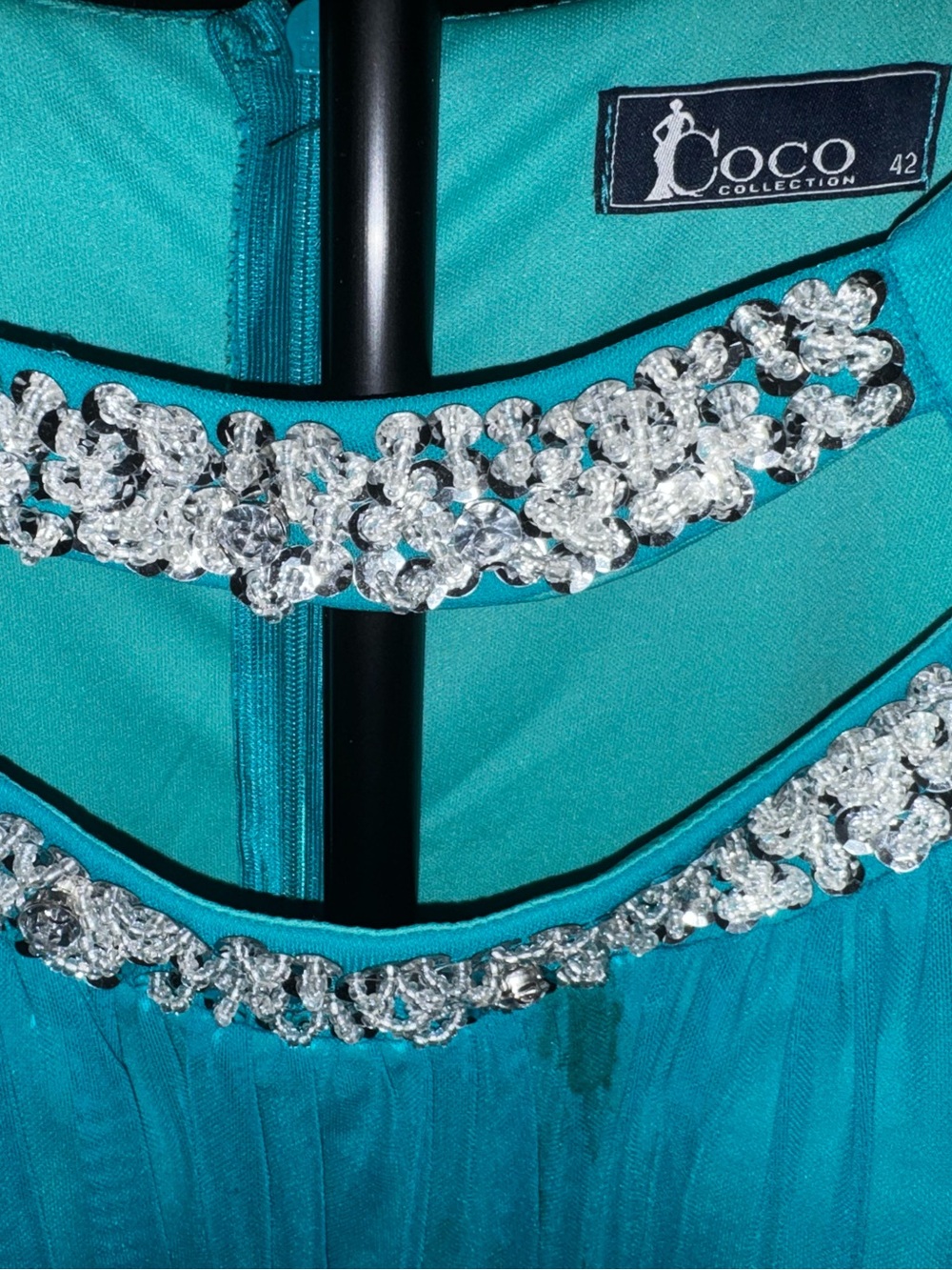 Coco Teal Embellished Waist Evening Gown - Picture 10 of 11